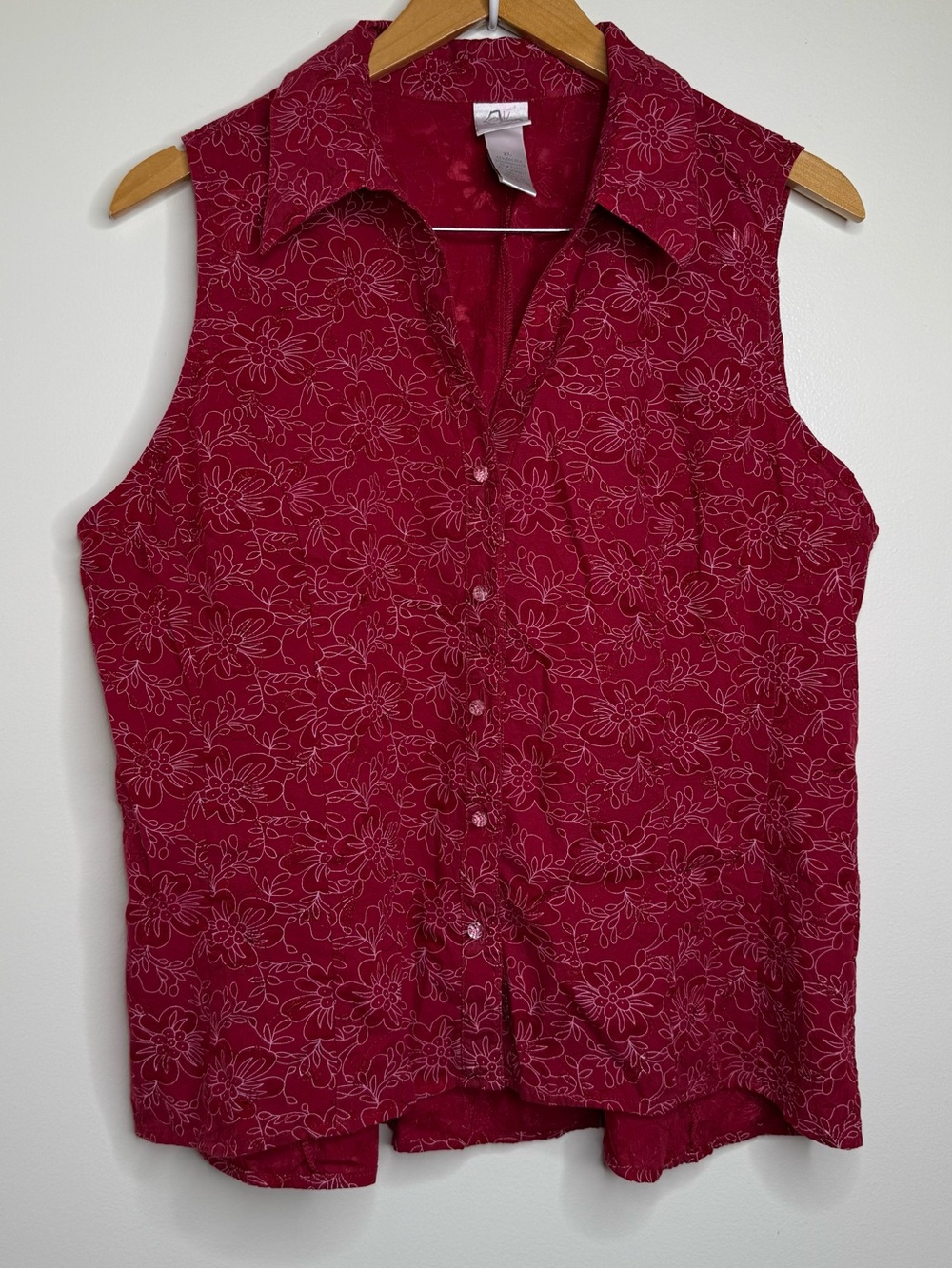 Vintage Fashion Bug Sleeveless Floral Blouse Top Women’s Size XL Burnout Hi Low